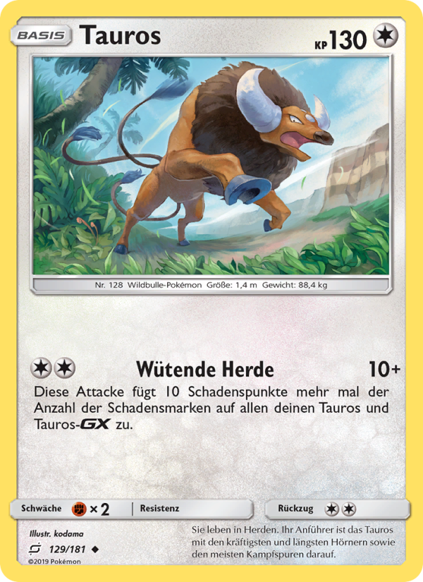 Tauros 129 — Teams Sind Trumpf (German Pokémon TCG card)