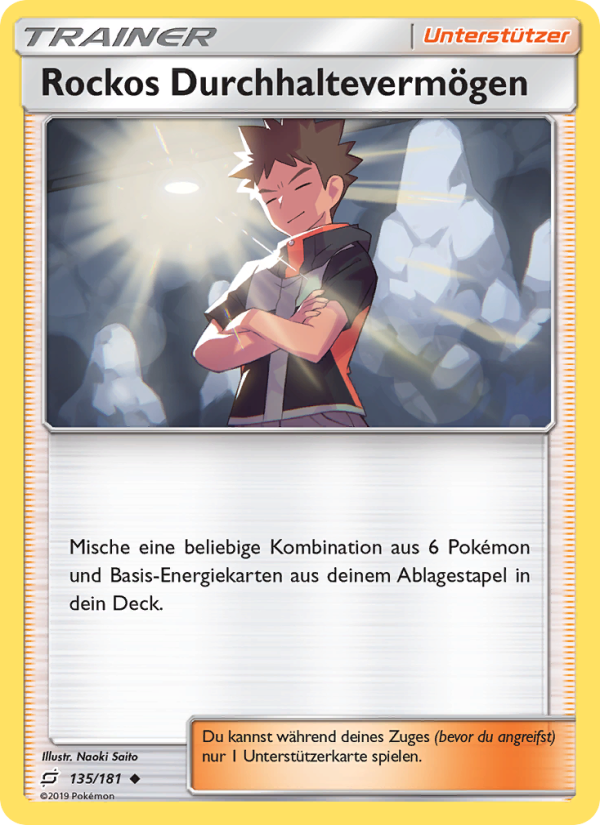 Rockos Durchhaltevermögen 135 — Teams Sind Trumpf (German Pokémon TCG card)