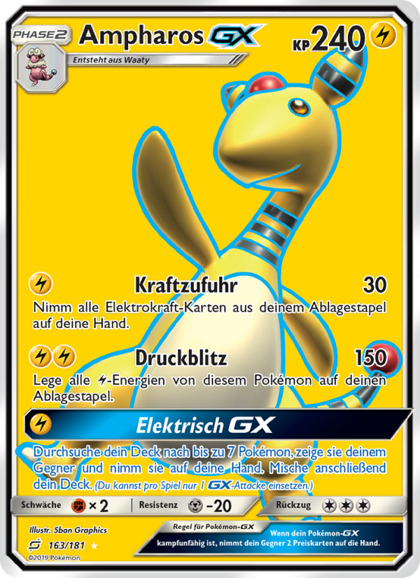 Ampharos GX 163 — Teams Sind Trumpf (German Pokémon TCG card)