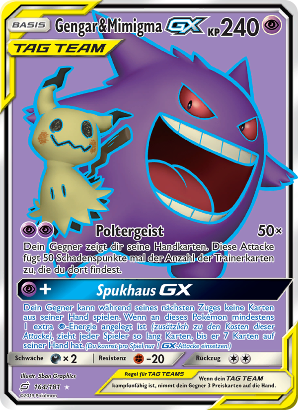 Gengar & Mimigma GX 164 — Teams Sind Trumpf (German Pokémon TCG card)