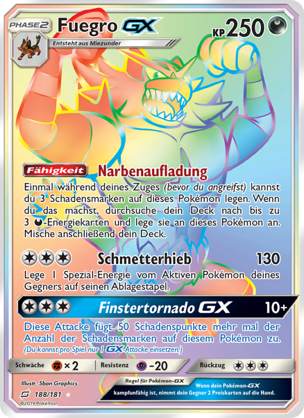 Fuegro GX 188 — Teams Sind Trumpf (German Pokémon TCG card)