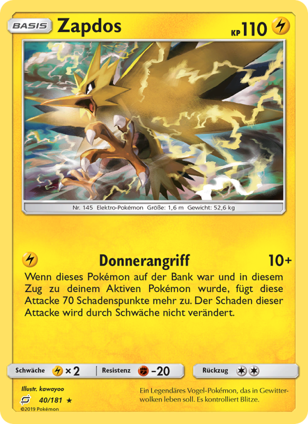 Zapdos 40 — Teams Sind Trumpf (German Pokémon TCG card)