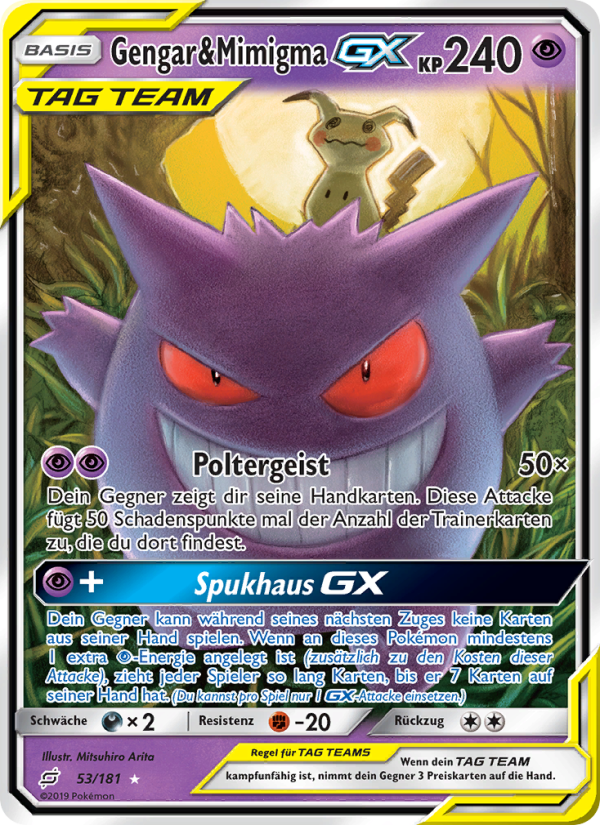 Gengar & Mimigma GX 53 — Teams Sind Trumpf (German Pokémon TCG card)