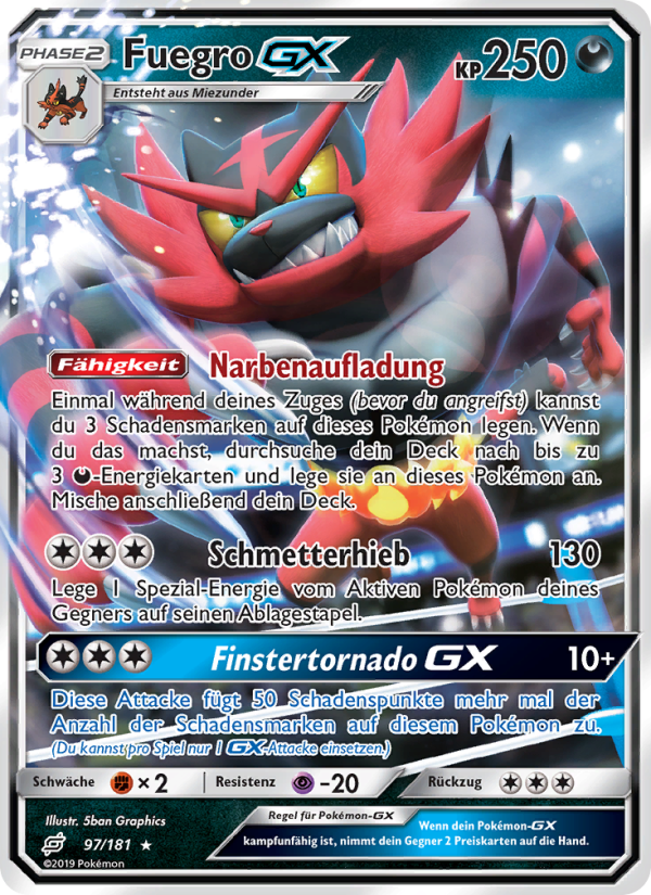 Fuegro GX 97 — Teams Sind Trumpf (German Pokémon TCG card)