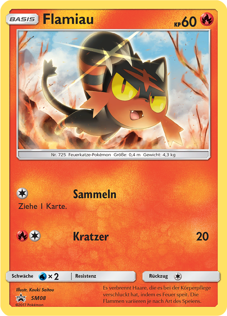 Flamiau SM08 — SM Promokarten (German Pokémon TCG card)