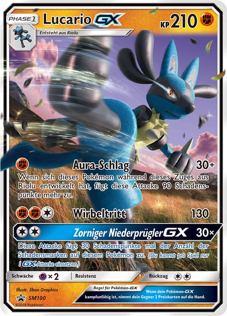 Lucario GX SM100 — SM Promokarten (German Pokémon TCG card)