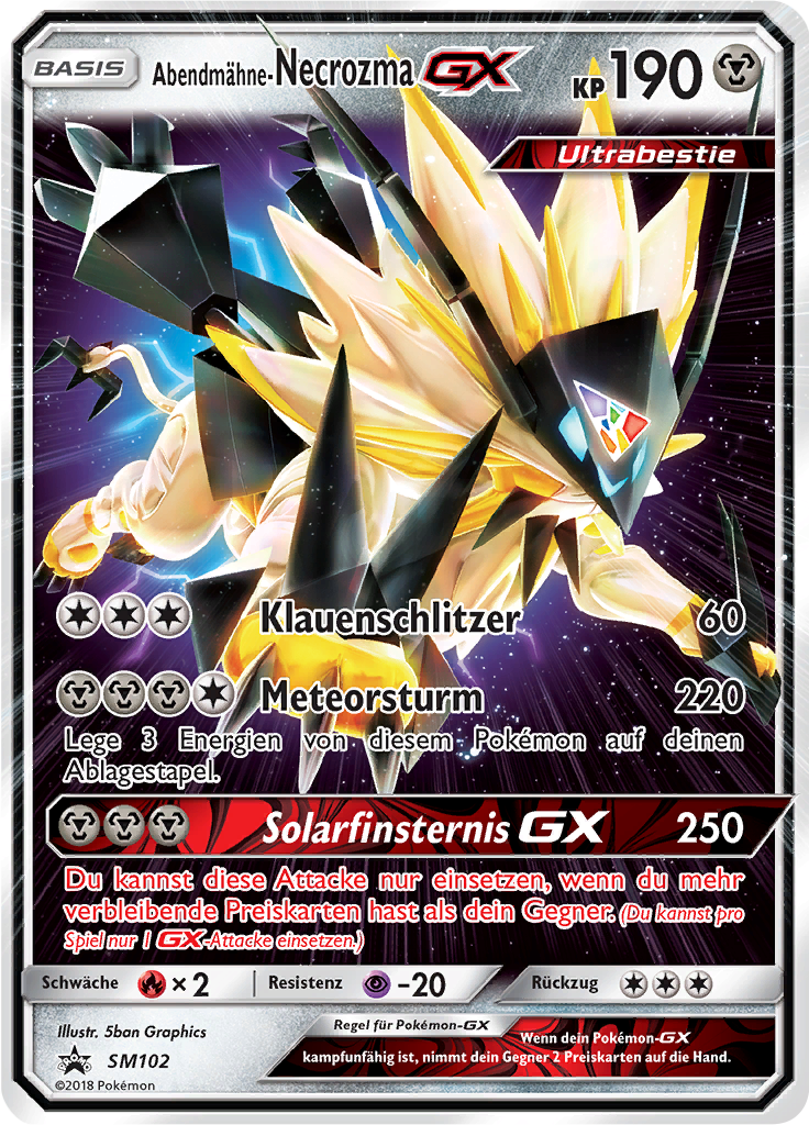 Abendmähne-Necrozma GX SM102 — SM Promokarten (German Pokémon TCG card)