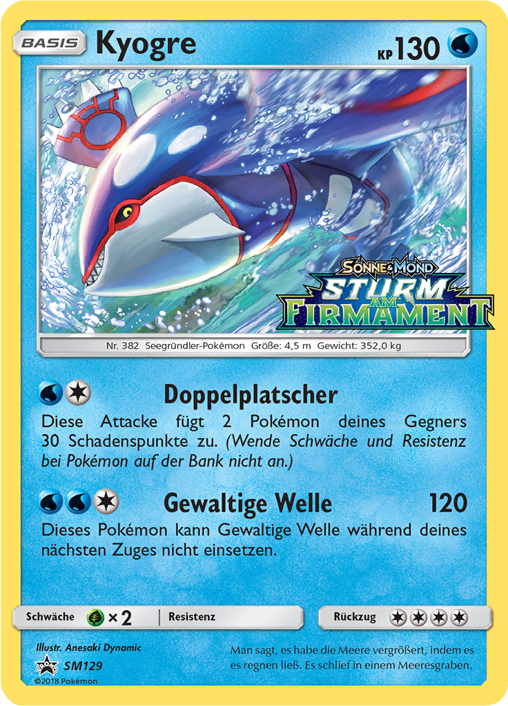 Kyogre SM129 — SM Promokarten (German Pokémon TCG card)
