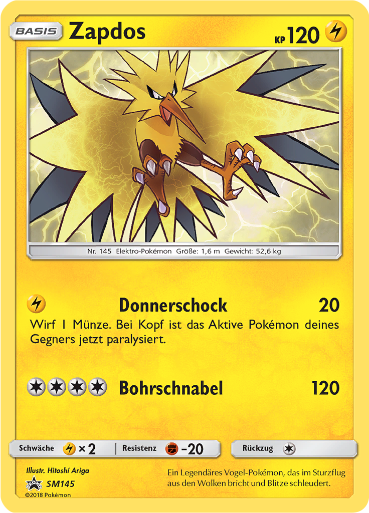 Zapdos SM145 — SM Promokarten (German Pokémon TCG card)