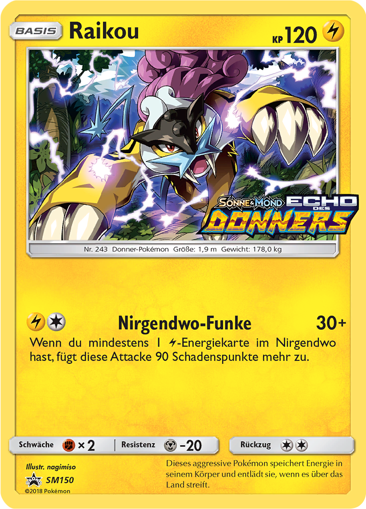 Raikou SM150 — SM Promokarten (German Pokémon TCG card)
