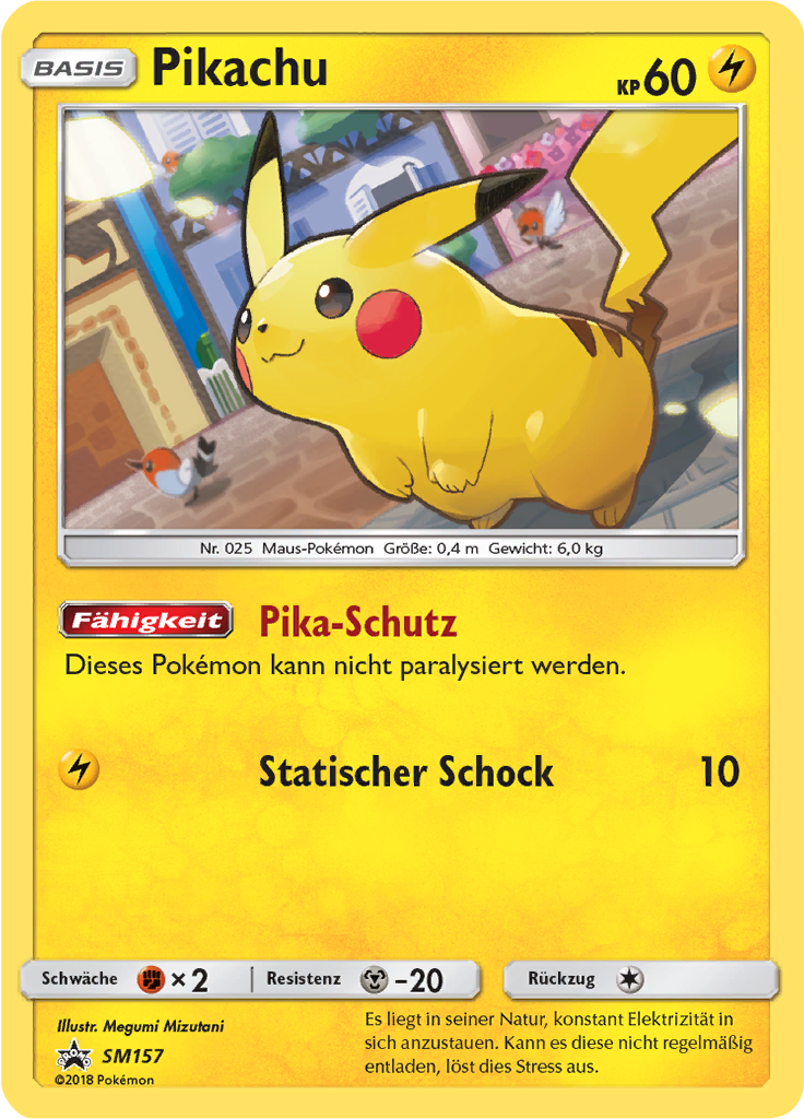 Pikachu SM157 — SM Promokarten (German Pokémon TCG card)