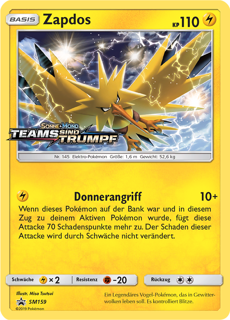Zapdos SM159 — SM Promokarten (German Pokémon TCG card)