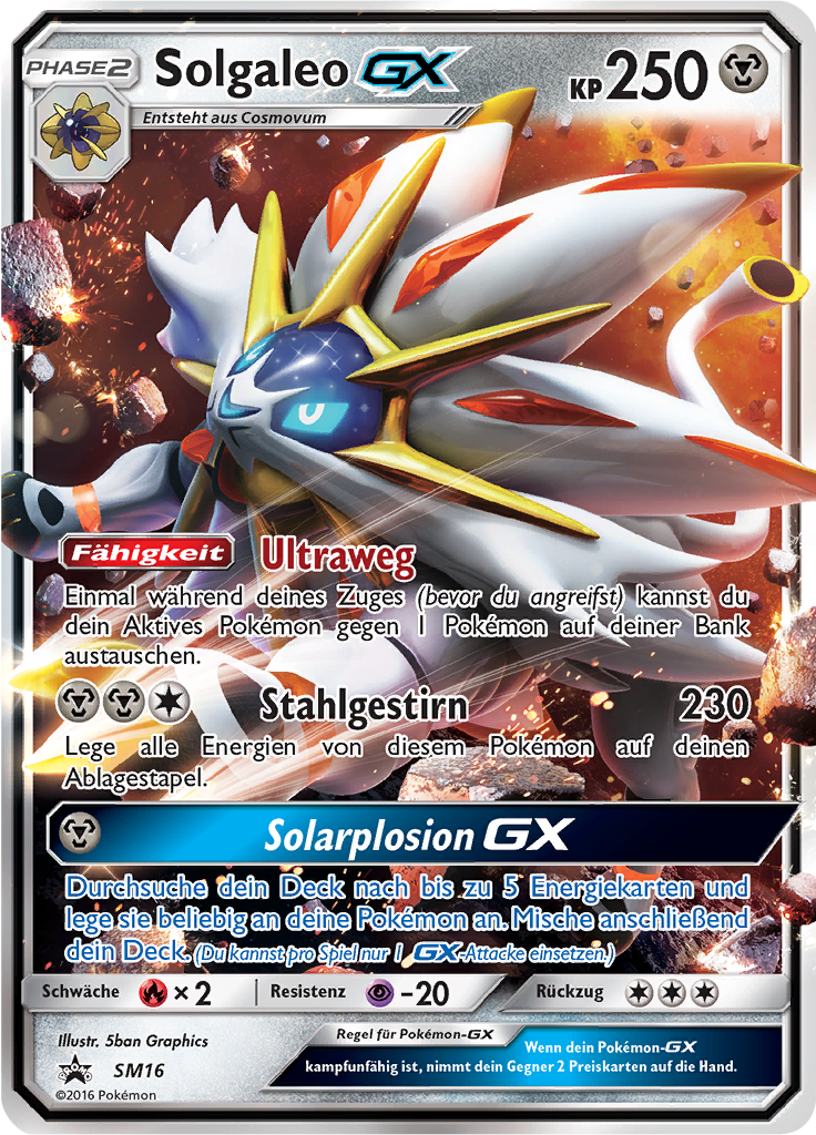 Solgaleo GX SM16 — SM Promokarten (German Pokémon TCG card)