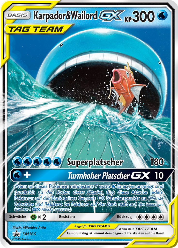 Karpador & Wailord GX SM166 — SM Promokarten (German Pokémon TCG card)