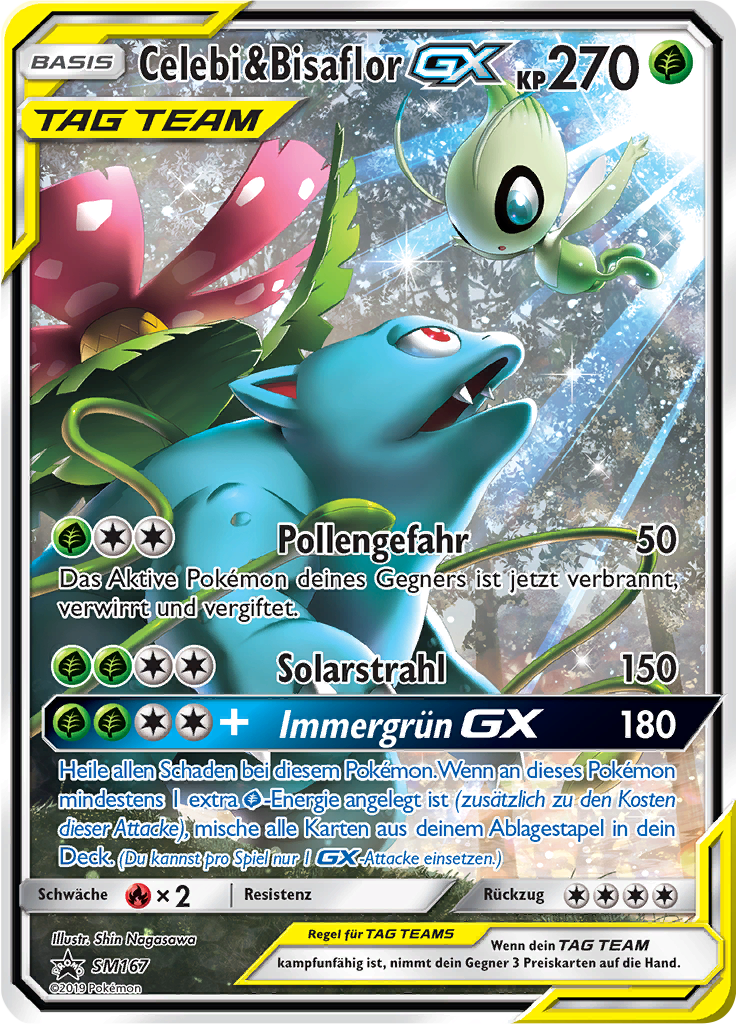 Celebi & Bisaflor GX SM167 — SM Promokarten (German Pokémon TCG card)