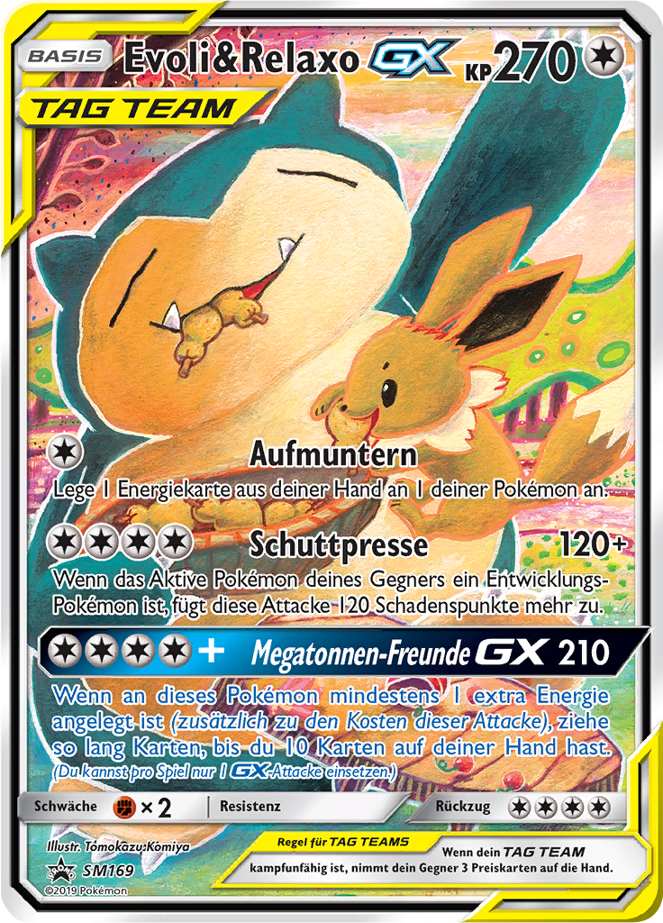 Evoli & Relaxo GX SM169 — SM Promokarten (German Pokémon TCG card)