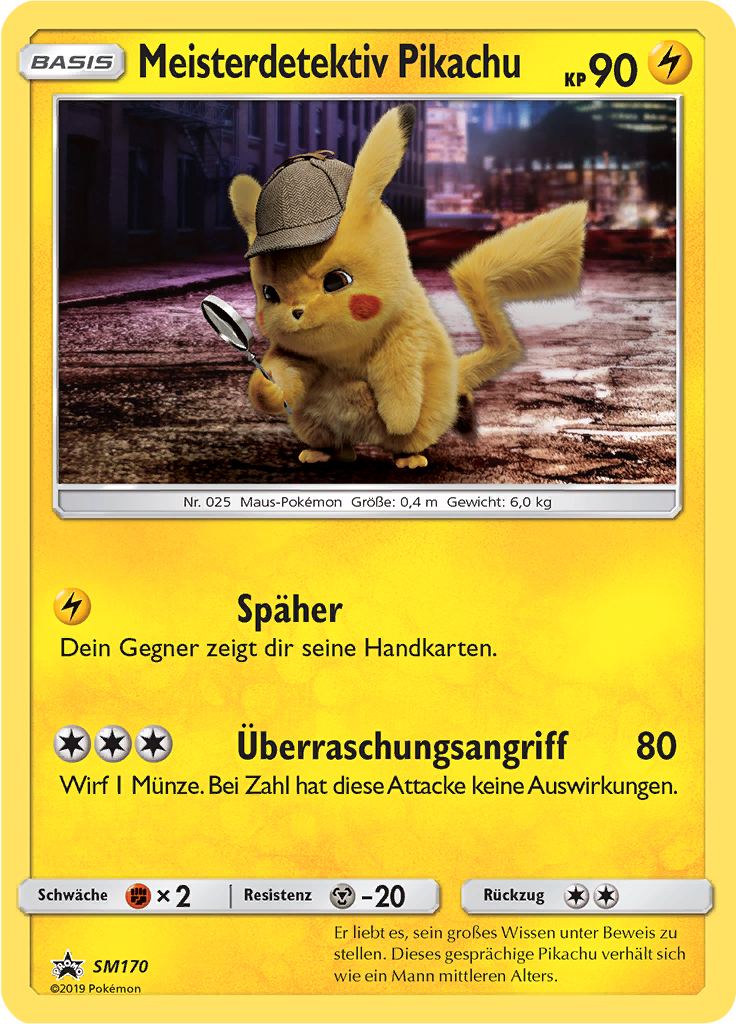 Meisterdetektiv Pikachu SM170 — SM Promokarten (German Pokémon TCG card)