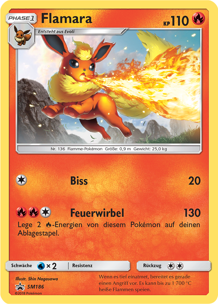 Flamara SM186 — SM Promokarten (German Pokémon TCG card)