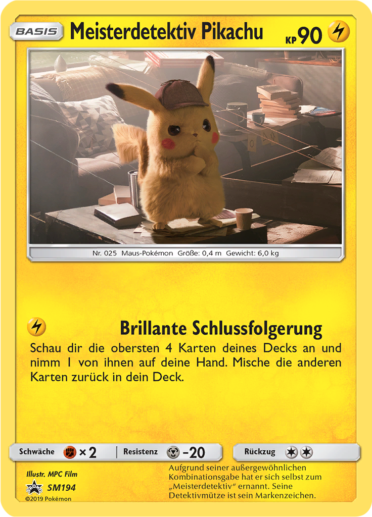 Meisterdetektiv Pikachu SM194 — SM Promokarten (German Pokémon TCG card)