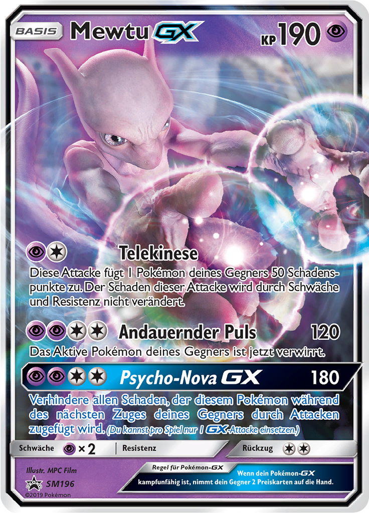 Mewtu GX SM196 — SM Promokarten (German Pokémon TCG card)