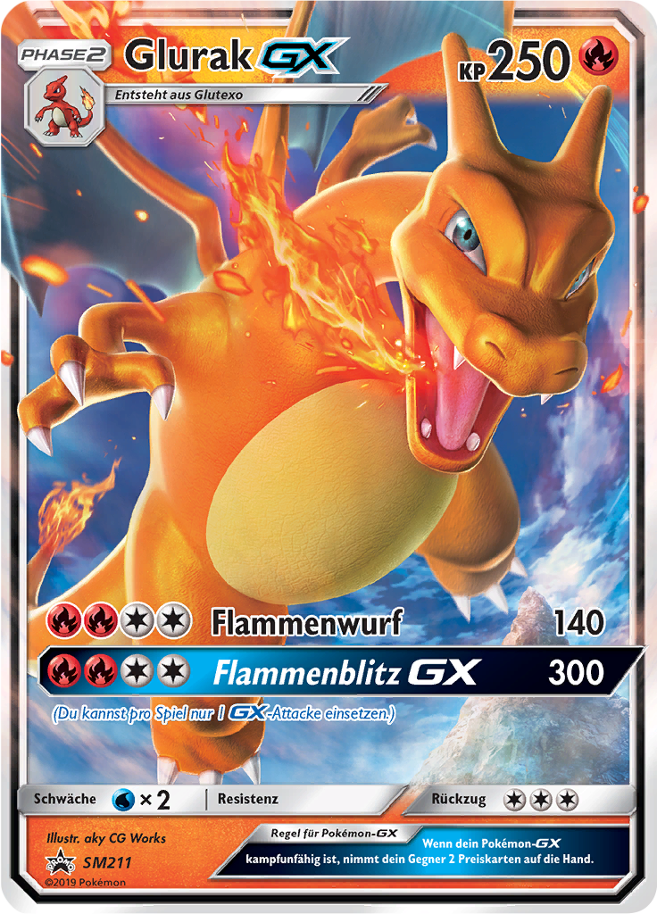 Glurak GX SM211 — SM Promokarten (German Pokémon TCG card)