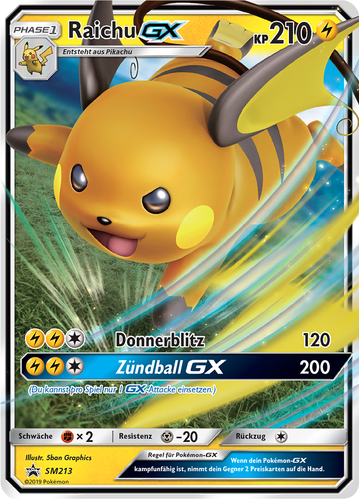 Raichu GX SM213 — SM Promokarten (German Pokémon TCG card)