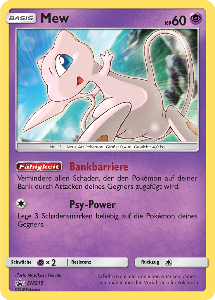 Mew SM215 — SM Promokarten (German Pokémon TCG card)