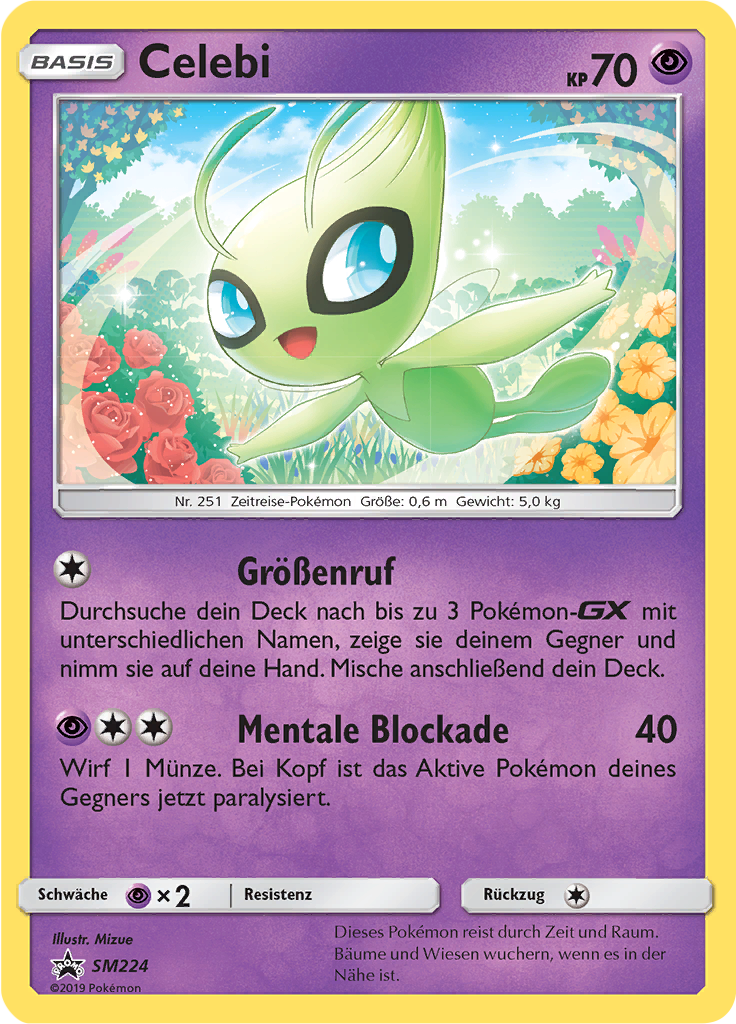 Celebi SM224 — SM Promokarten (German Pokémon TCG card)