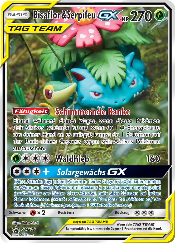 Bisaflor & Serpifeu GX SM229 — SM Promokarten (German Pokémon TCG card)