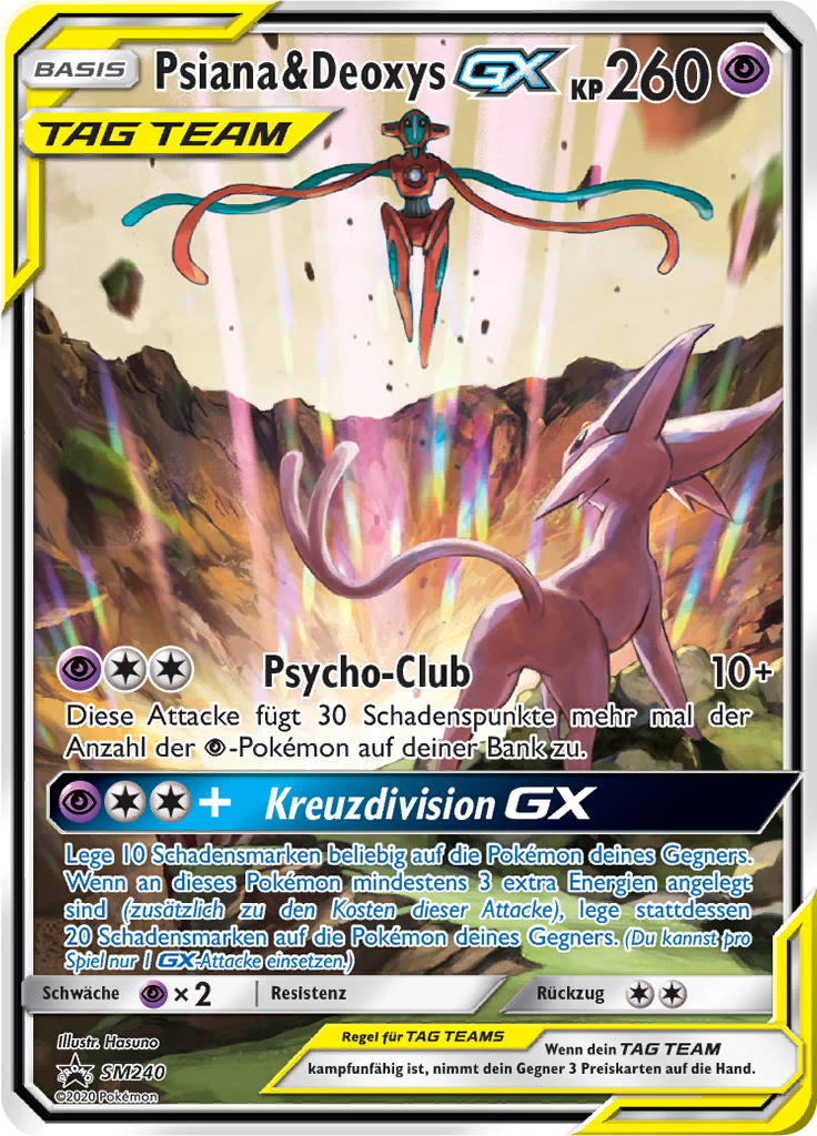 Psiana & Deoxys GX SM240 — SM Promokarten (German Pokémon TCG card)