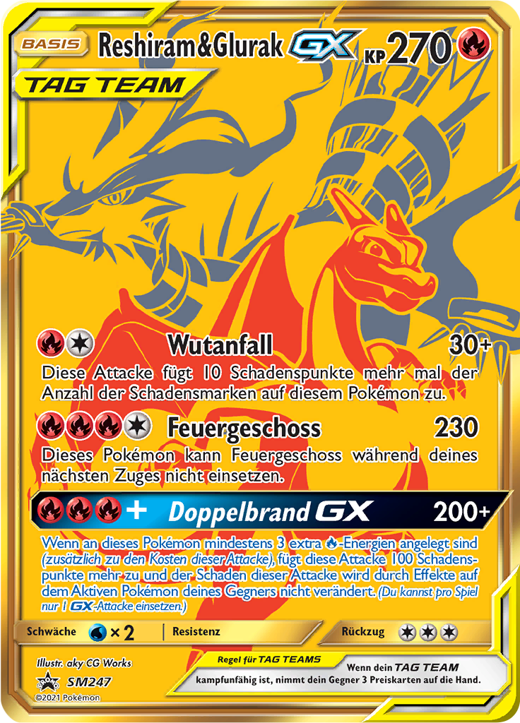 Reshiram & Glurak GX SM247 — SM Promokarten (German Pokémon TCG card)