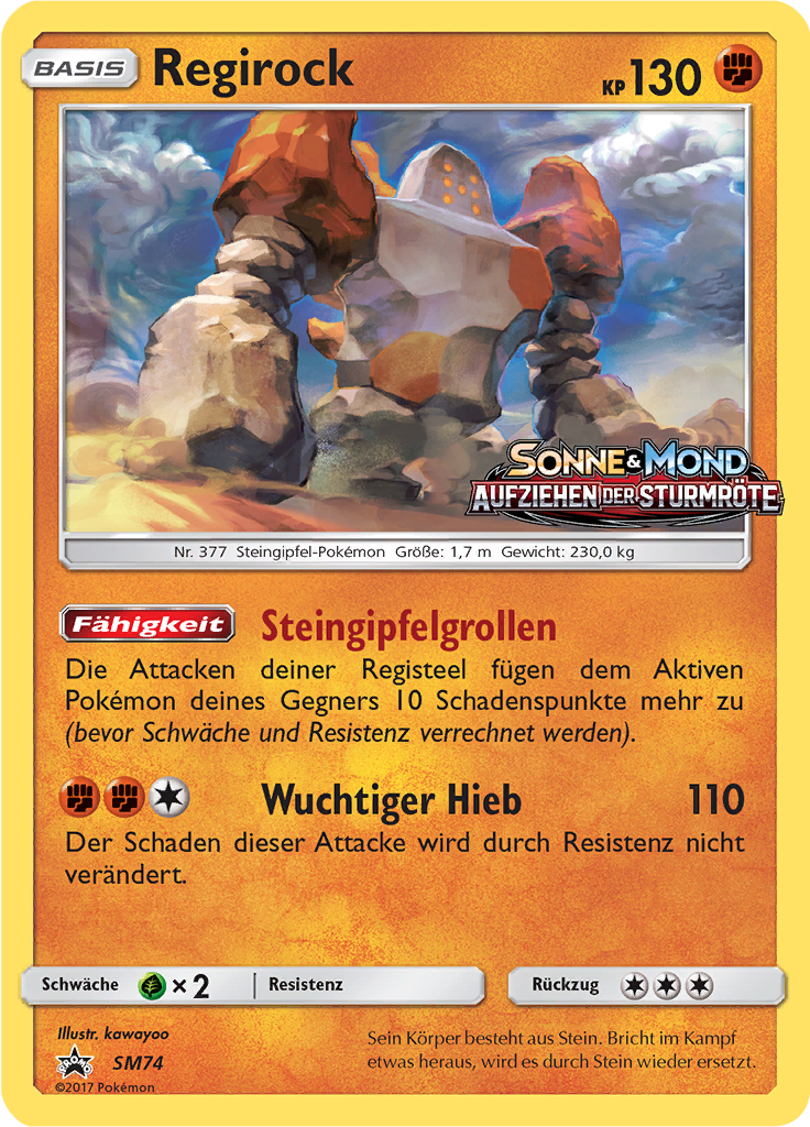 Regirock SM74 — SM Promokarten (German Pokémon TCG card)