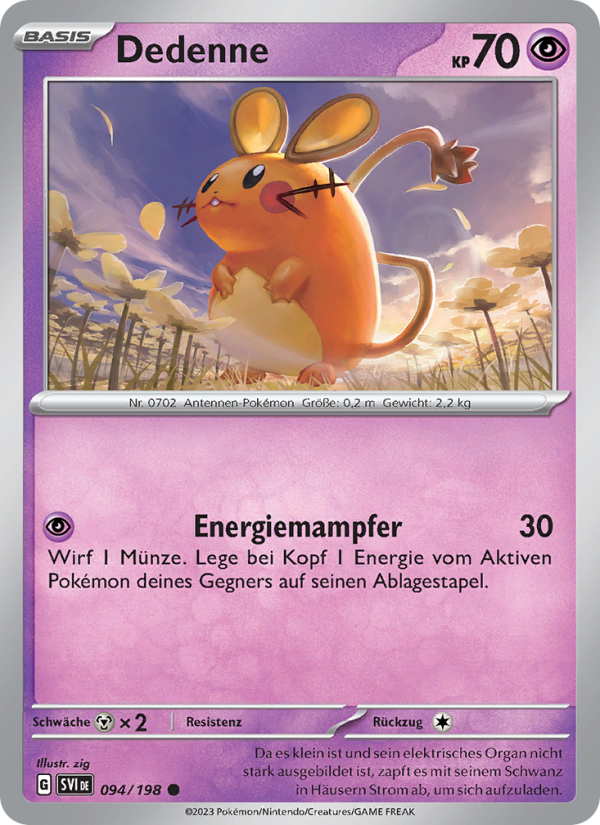 Dedenne 094 — Karmesin & Purpur (German Pokémon TCG card)