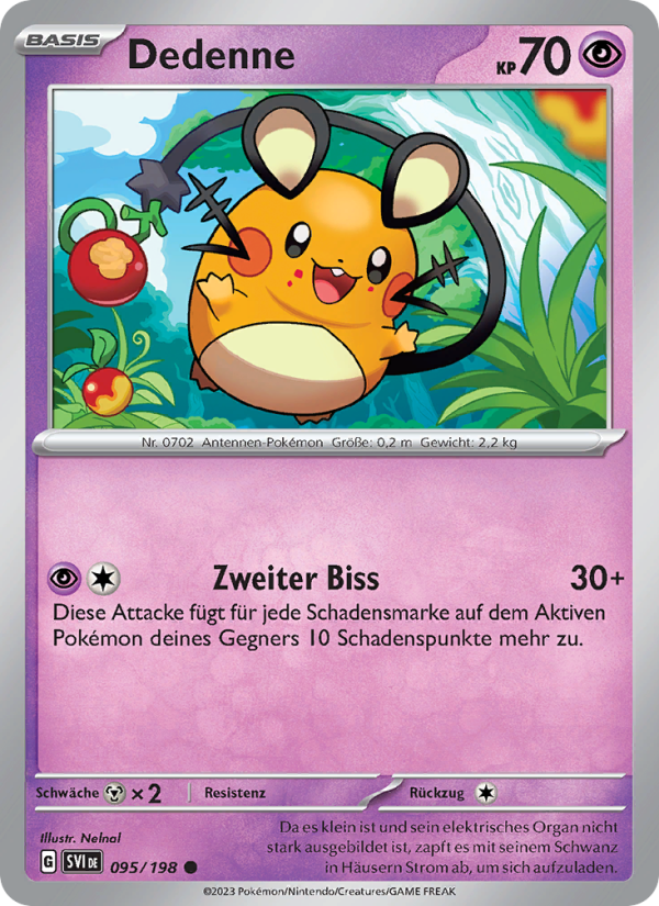 Dedenne 095 — Karmesin & Purpur (German Pokémon TCG card)