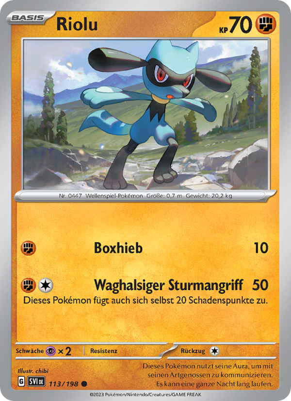 Riolu 113 — Karmesin & Purpur (German Pokémon TCG card)