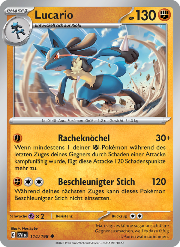 Lucario 114 — Karmesin & Purpur (German Pokémon TCG card)