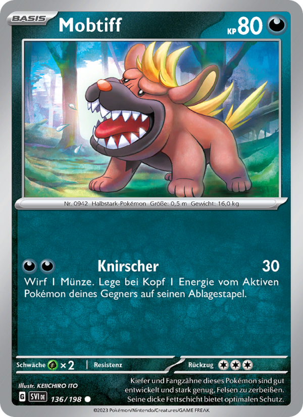 Mobtiff 136 — Karmesin & Purpur (German Pokémon TCG card)