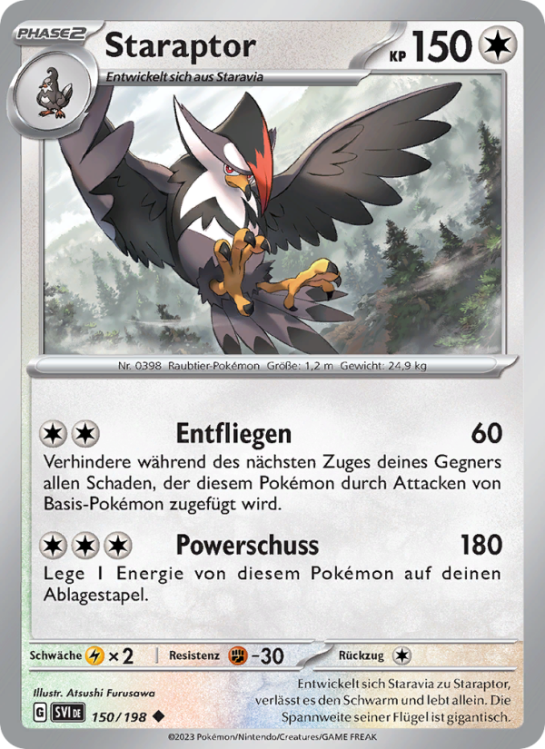 Staraptor 150 — Karmesin & Purpur (German Pokémon TCG card)
