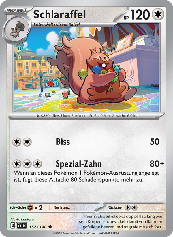 Schlaraffel 152 — Karmesin & Purpur (German Pokémon TCG card)