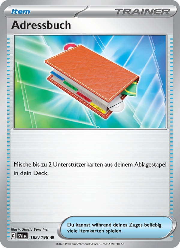 Adressbuch 182 — Karmesin & Purpur (German Pokémon TCG card)