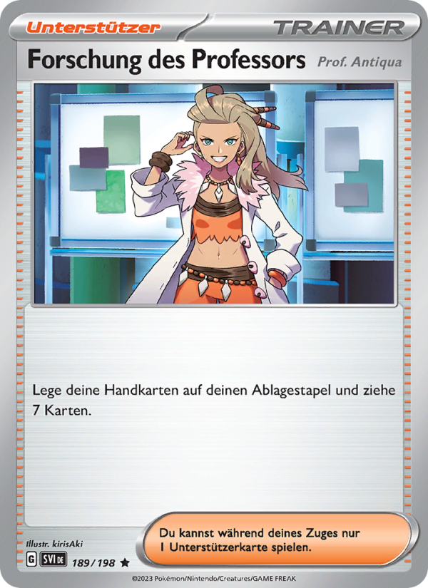 Forschung des Professors 189 — Karmesin & Purpur (German Pokémon TCG card)