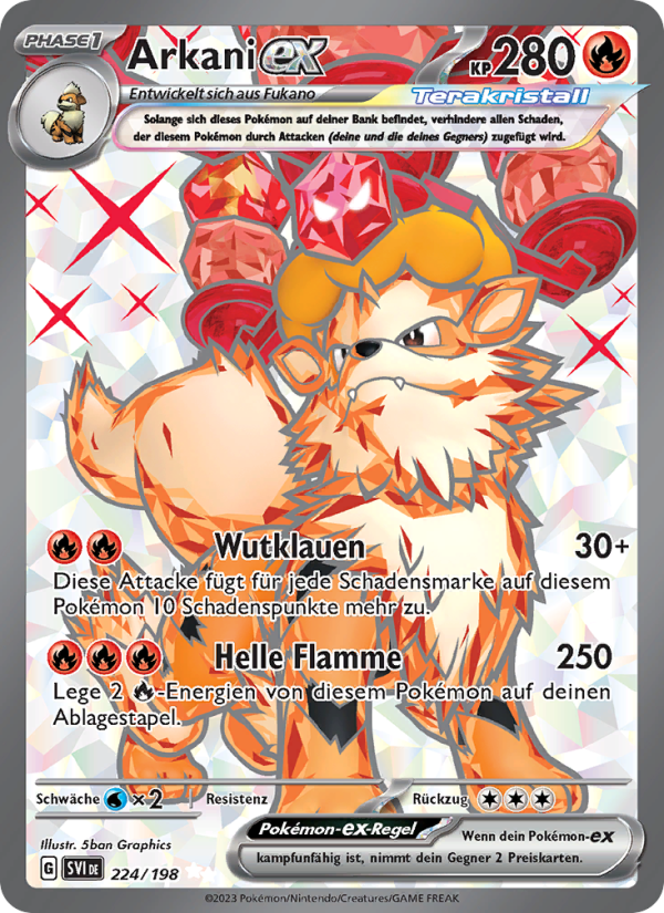 Arkani-ex 224 — Karmesin & Purpur (German Pokémon TCG card)