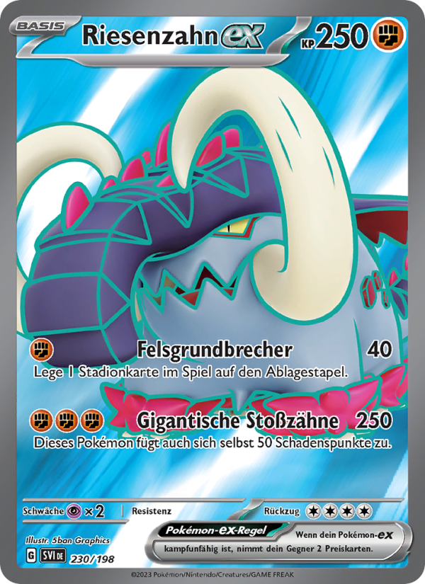 Riesenzahn-ex 230 — Karmesin & Purpur (German Pokémon TCG card)