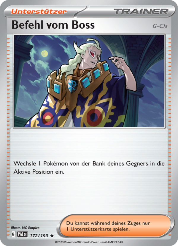 Befehl vom Boss 172 — Entwicklungen in Paldea (German Pokémon TCG card)