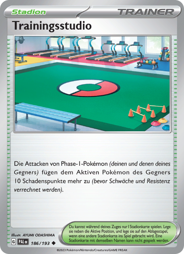 Trainingsstudio 186 — Entwicklungen in Paldea (German Pokémon TCG card)
