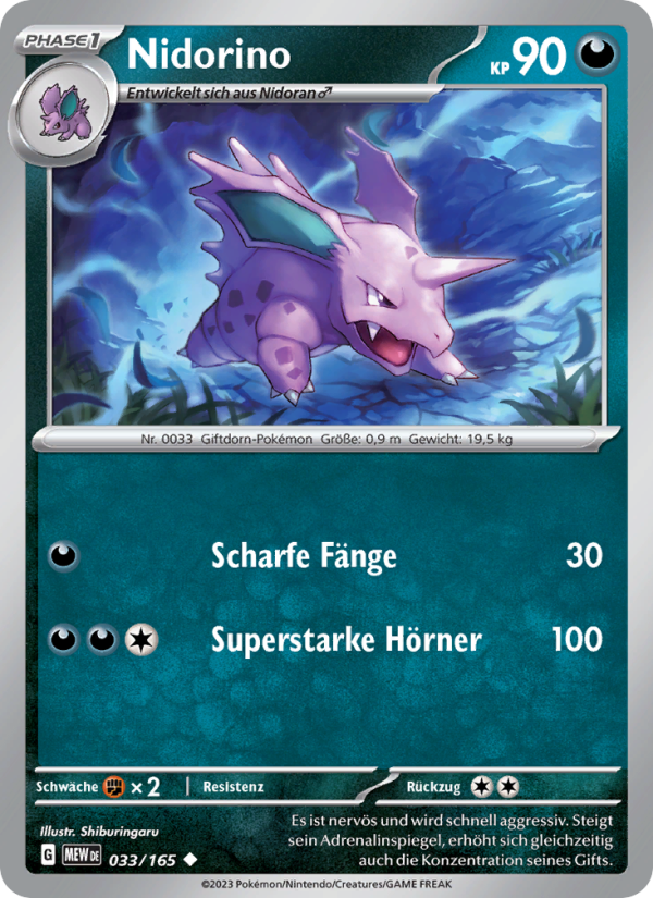 Nidorino 033 — 151 (German Pokémon TCG card)