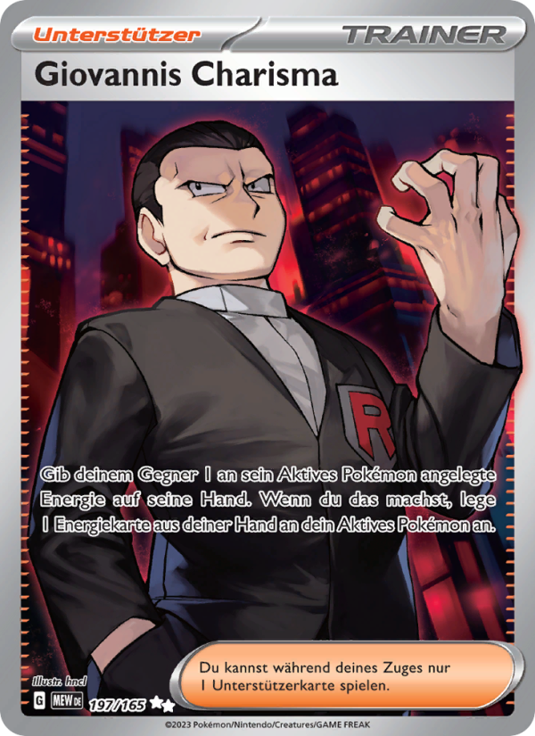 Giovannis Charisma 197 — 151 (German Pokémon TCG card)