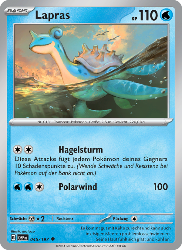 Lapras 045 — Obsidian Flammen (German Pokémon TCG card)