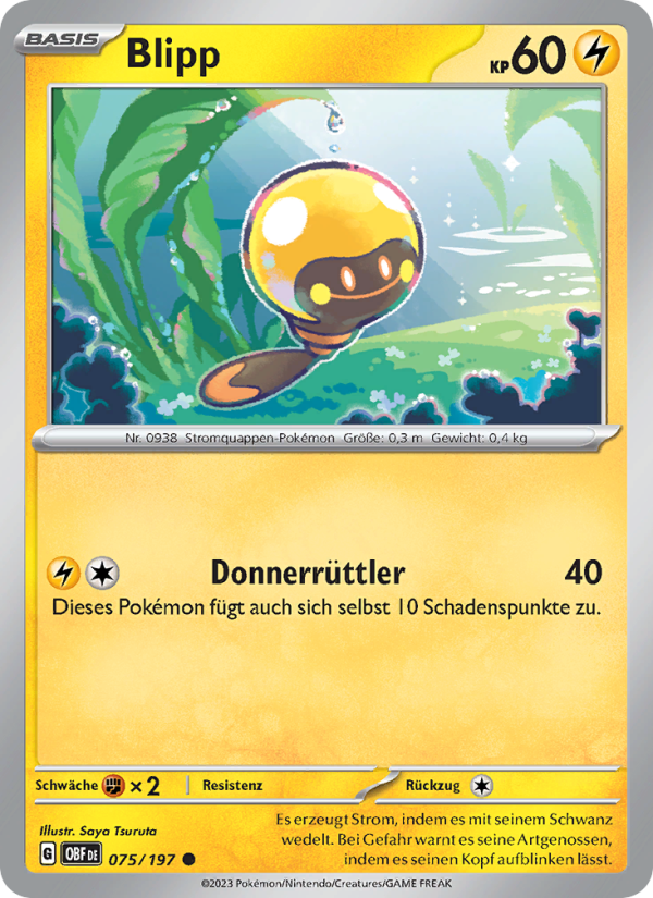 Blipp 075 — Obsidian Flammen (German Pokémon TCG card)