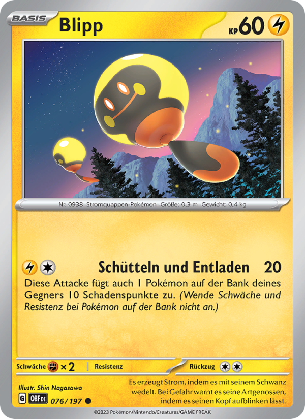 Blipp 076 — Obsidian Flammen (German Pokémon TCG card)